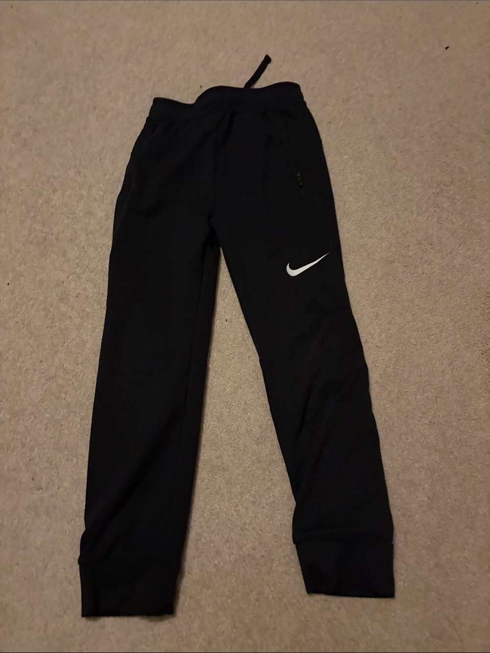 Nike Kids Black Joggers with White Swoosh